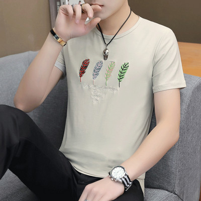 Мъжка модерна тениска с бродерия в четири цвята