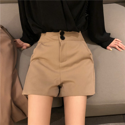 Стилен дамски къс панталон с висока талия в три цвята