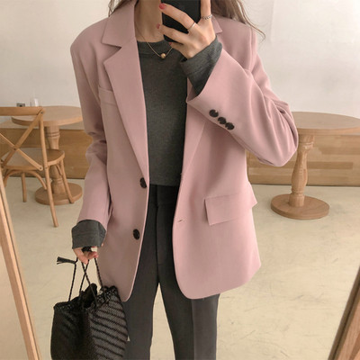 Стилно дамско сако в розов цвят с копчета
