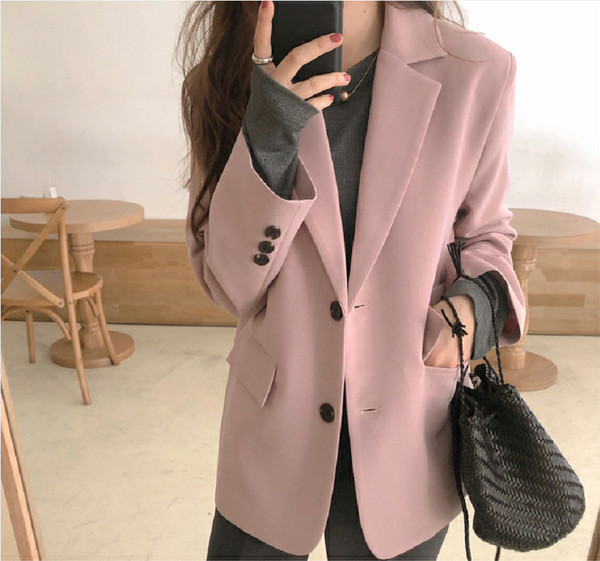 Стилно дамско сако в розов цвят с копчета