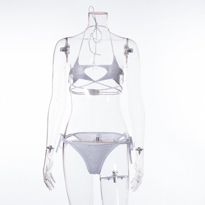 Модерен дамски бански костюм от две части с камъни