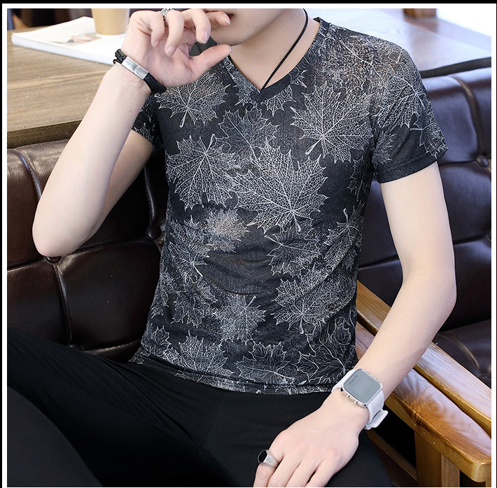 Модерна мъжка тениска с V-образно деколте в три цвята