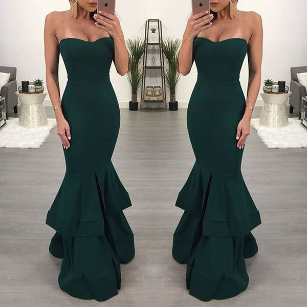 Елегантна дамска рокля с голи рамене в три цвята