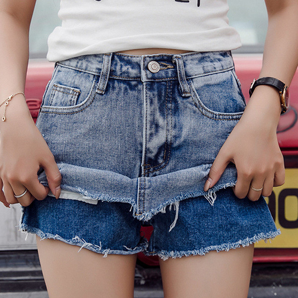 Дамски панталон-пола с разкъсани мотиви в два цвята