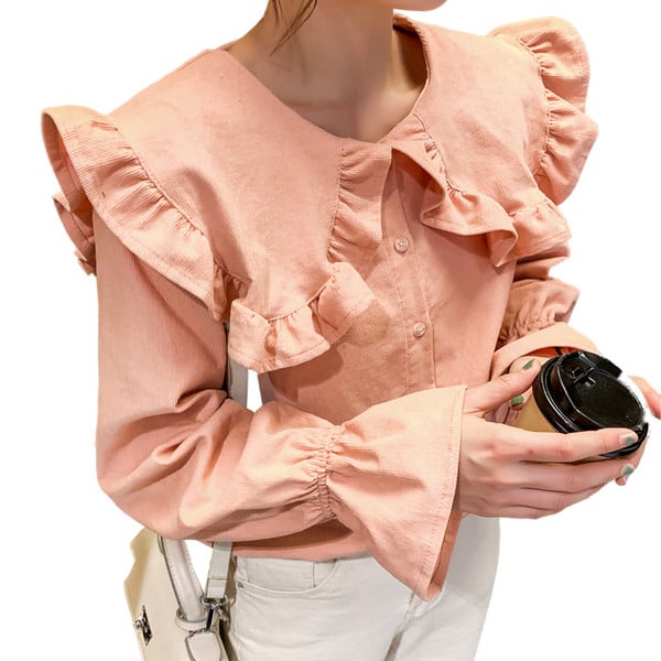 Модерна дамска риза с О-образно деколте в няколко цвята 