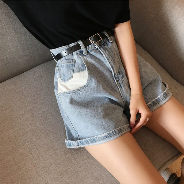 Модерни дамски къси дънки с висока талия в два цвята