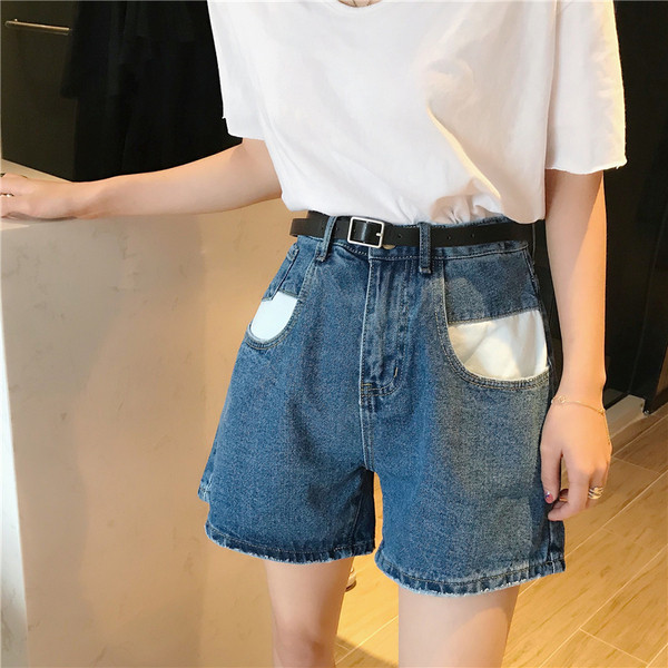 Модерни дамски къси дънки с висока талия в два цвята