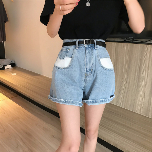 Модерни дамски къси дънки с висока талия в два цвята