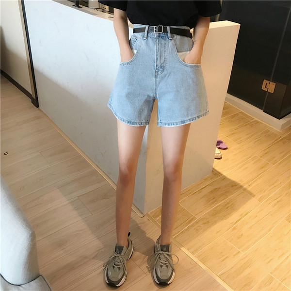 Модерни дамски къси дънки с висока талия в два цвята