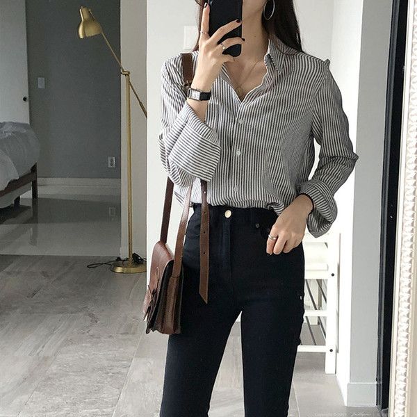 Модерна дамска риза с дълъг ръкав в два цвята 