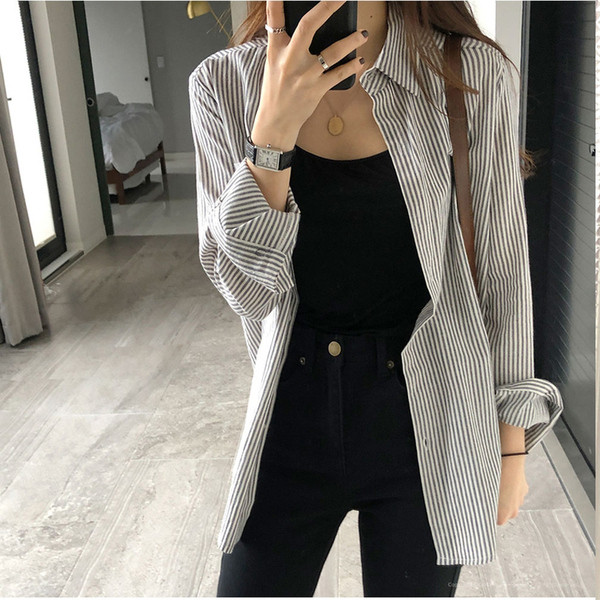 Модерна дамска риза с дълъг ръкав в два цвята 