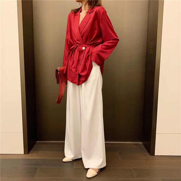 Стилна дамска риза с дълъг ръкав в черен и червен цвят 