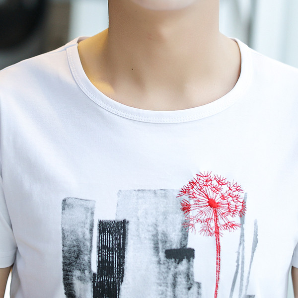 Мъжка модерна тениска с бродерия-три цвята