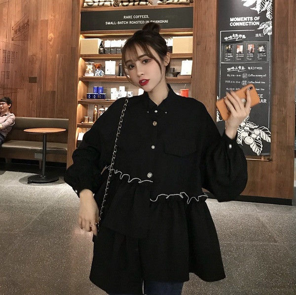 Модерна дамска риза в черен цвят 