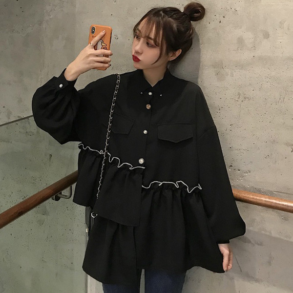 Модерна дамска риза в черен цвят 