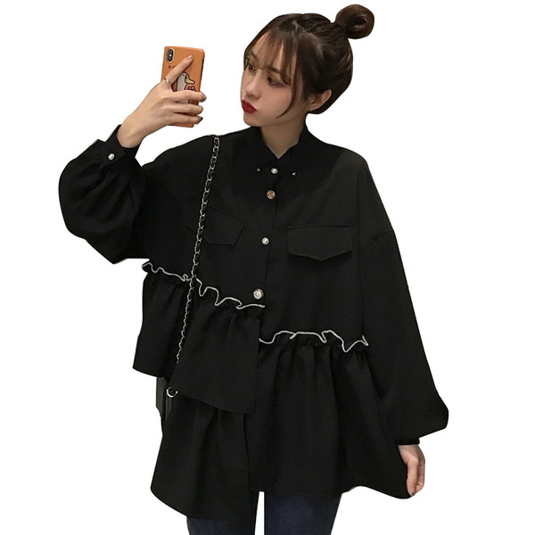 Модерна дамска риза в черен цвят 