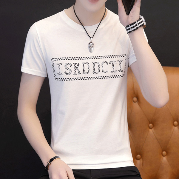 Мъжка тениска с къс ръкав и надпис в три цвята