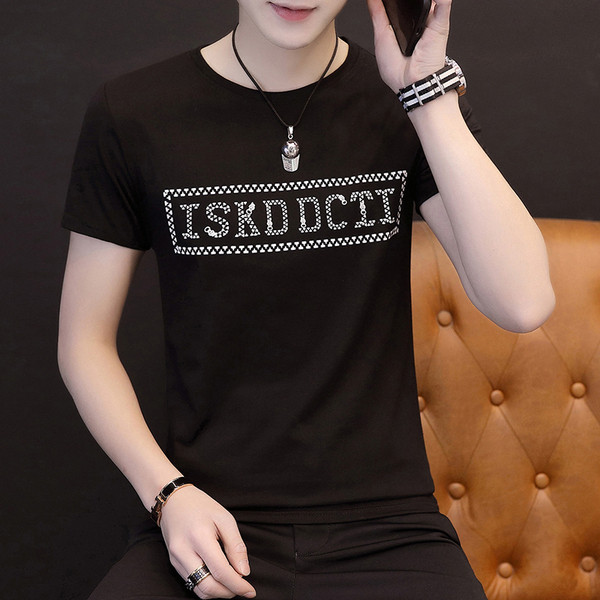 Мъжка тениска с къс ръкав и надпис в три цвята