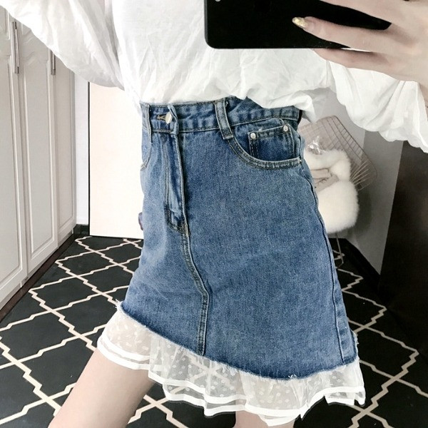  Дамска дънкова пола с джобове