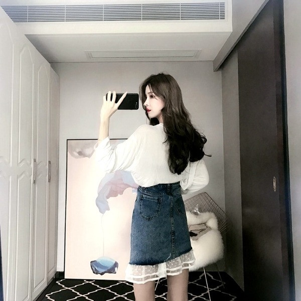  Дамска дънкова пола с джобове