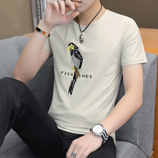 Tricou casual barbatesc in patru culori cu broderie