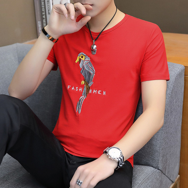 Tricou casual barbatesc in patru culori cu broderie