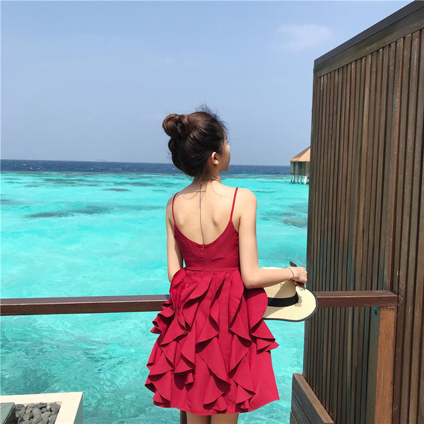 Rochie moderna de dama in negru si rosu