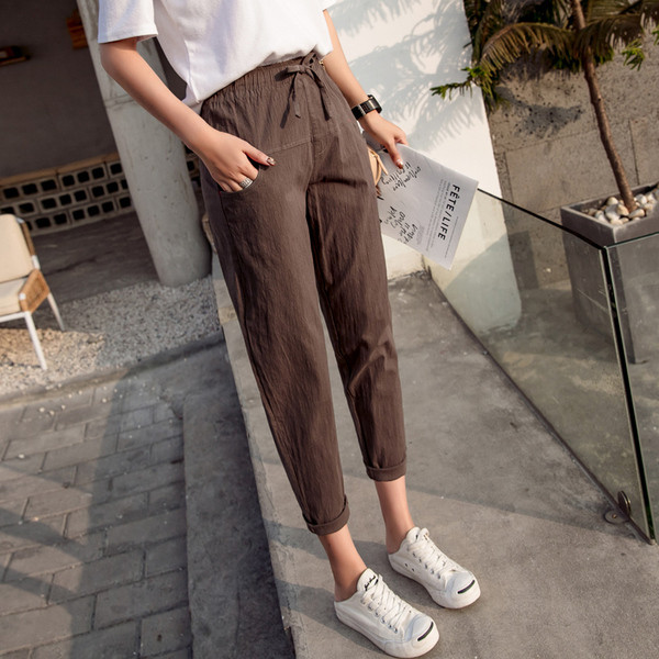 Pantaloni de dama in patru culori cu cravate si buzunare