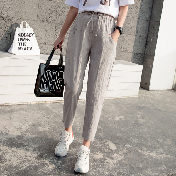 Pantaloni de dama in patru culori cu cravate si buzunare