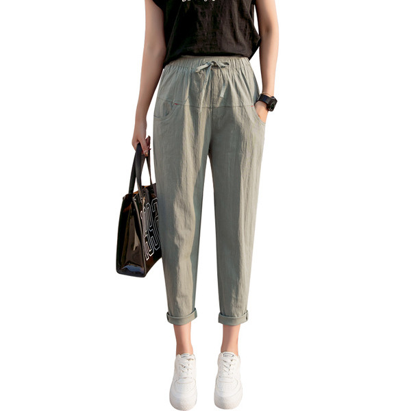 Pantaloni de dama in patru culori cu cravate si buzunare