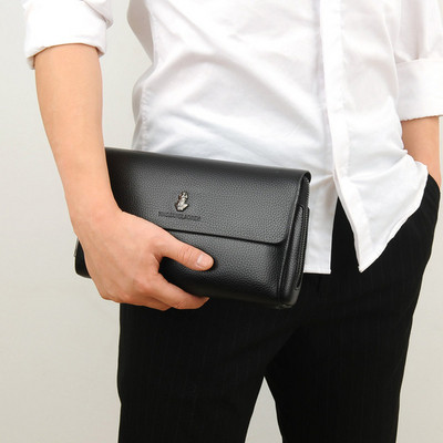 Мъжка бизнес чанта с къса дръжка в черен и кафяв цвят