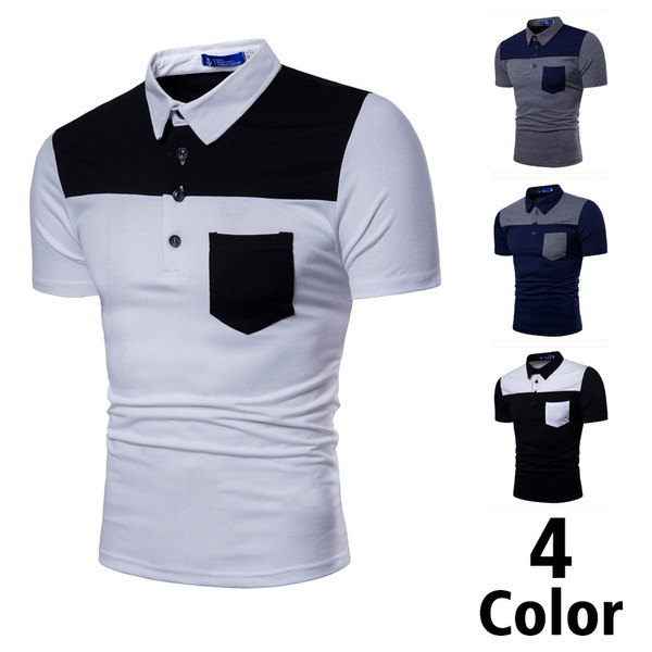 Tricou elegant pentru bărbați în mai multe culori cu guler și buzunar