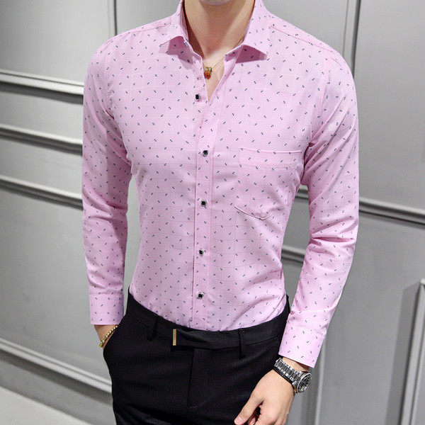 Cămașă modernă pentru bărbați cu buzunar în patru culori