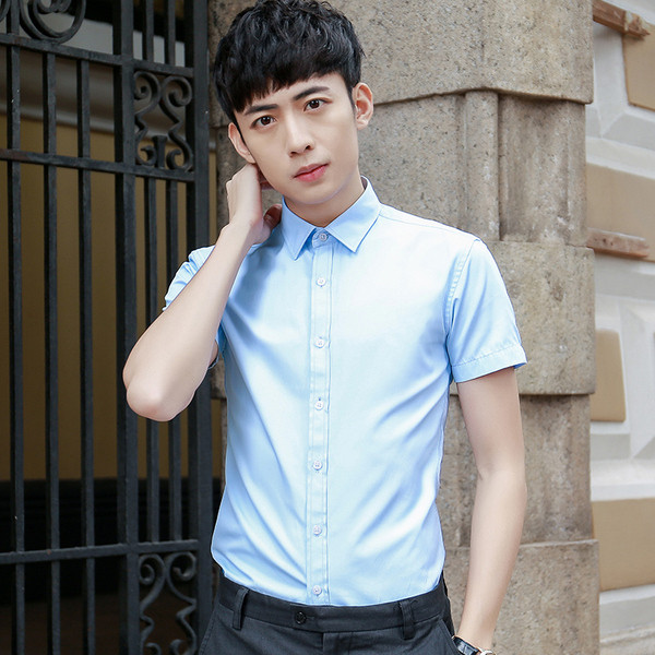 Модерна мъжка риза с къс ръкав в четири цвята