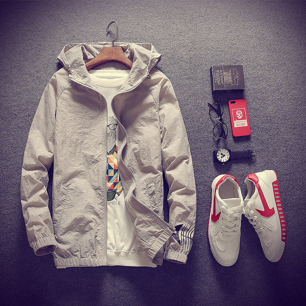 Geaca de zi cu zi pentru barbati in patru culori cu gluga