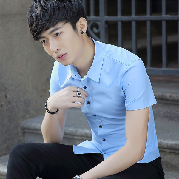 Cămașă pentru bărbați cu mâneci scurte în trei culori