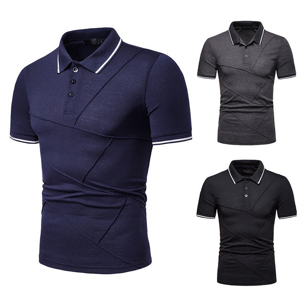 Tricou bărbătesc în trei culori, cu guler și nasturi