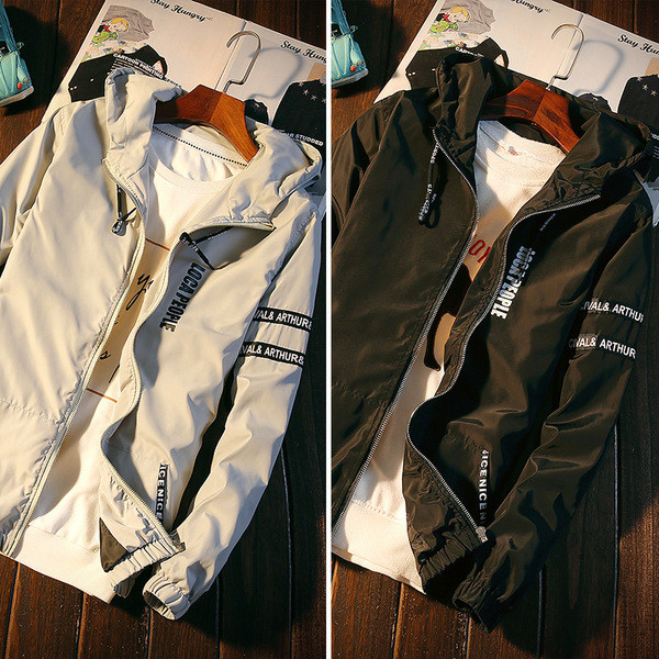 Jachetă pentru bărbați sport-casual cu glugă și inscripții