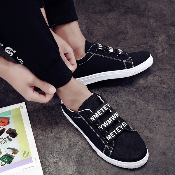 Tenisi casual barbatesti cu inscriptii pe cravate in trei culori