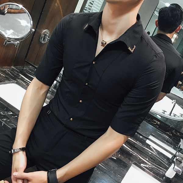 Camasa barbateasca model elegant cu maneci 3/4 in mai multe culori diferite