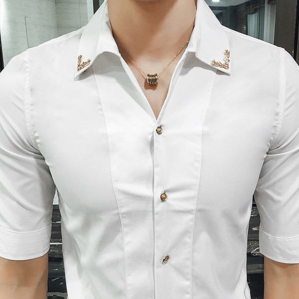 Camasa barbateasca model elegant cu maneci 3/4 in mai multe culori diferite