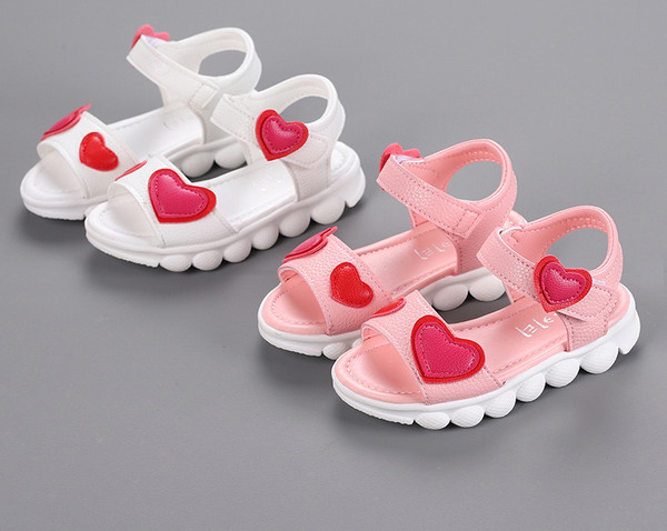 Sandale elegante pentru copii în alb și roz