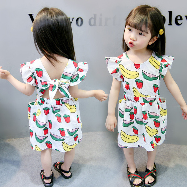 Rochie moderna pentru copii cu maneci scurte si aplicatie