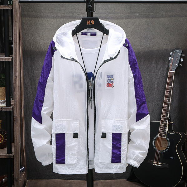 Jachetă modernă pentru bărbați în mai multe culori, cu glugă și inscripție