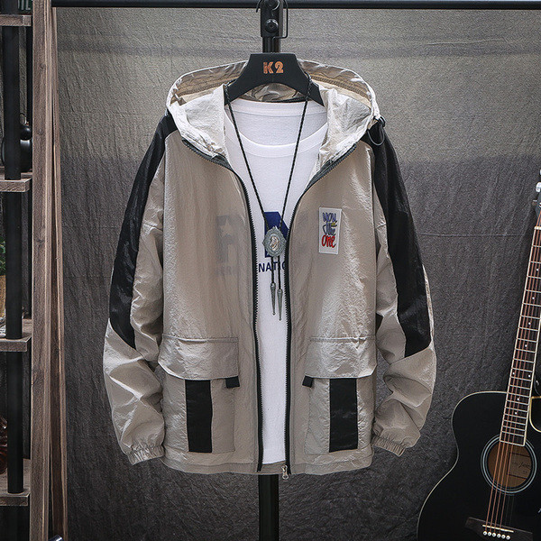 Jachetă modernă pentru bărbați în mai multe culori, cu glugă și inscripție