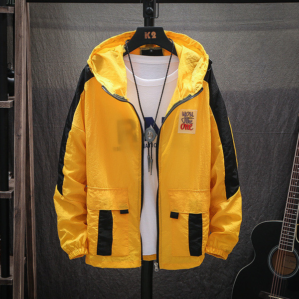 Jachetă modernă pentru bărbați în mai multe culori, cu glugă și inscripție