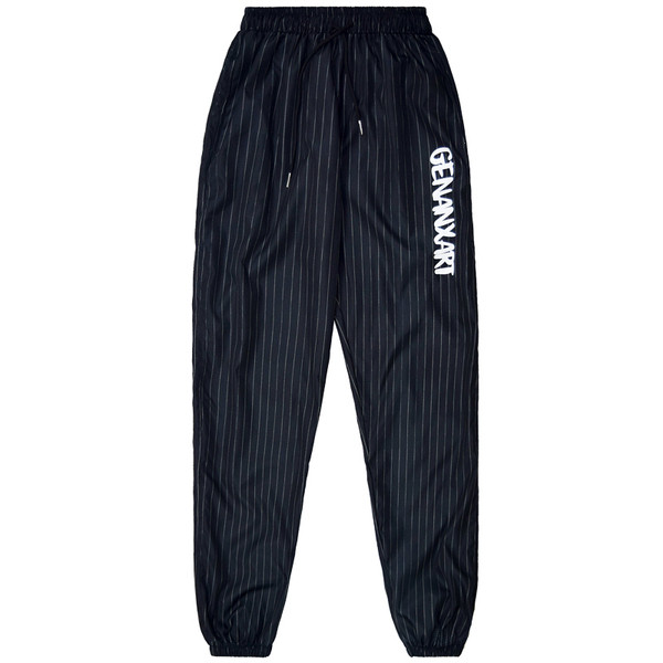 Pantaloni casual pentru bărbați în negru și verde cu inscripție