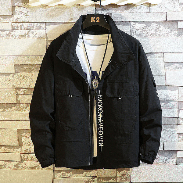 Geaca de zi cu zi pentru barbati cu inscriptie si buzunare in patru culori