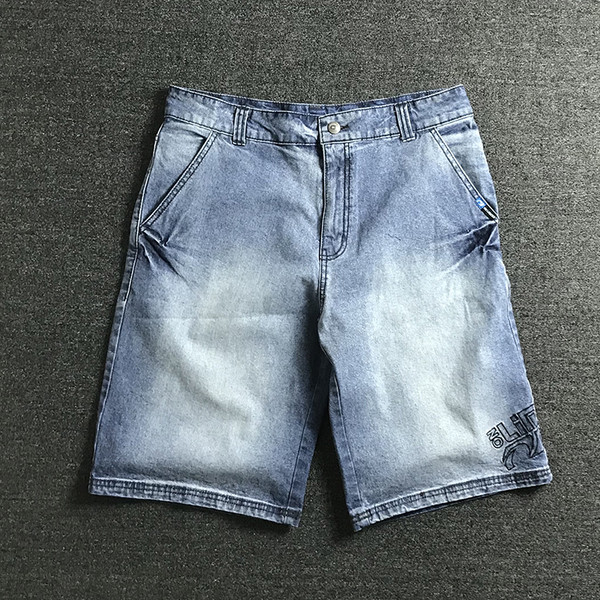 Blugi scurti casual barbatesti cu broderie in culoare deschisa