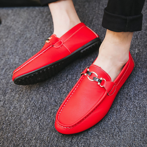 Mocasini eleganti barbatesti din piele ecologica cu decor metalic in trei culori